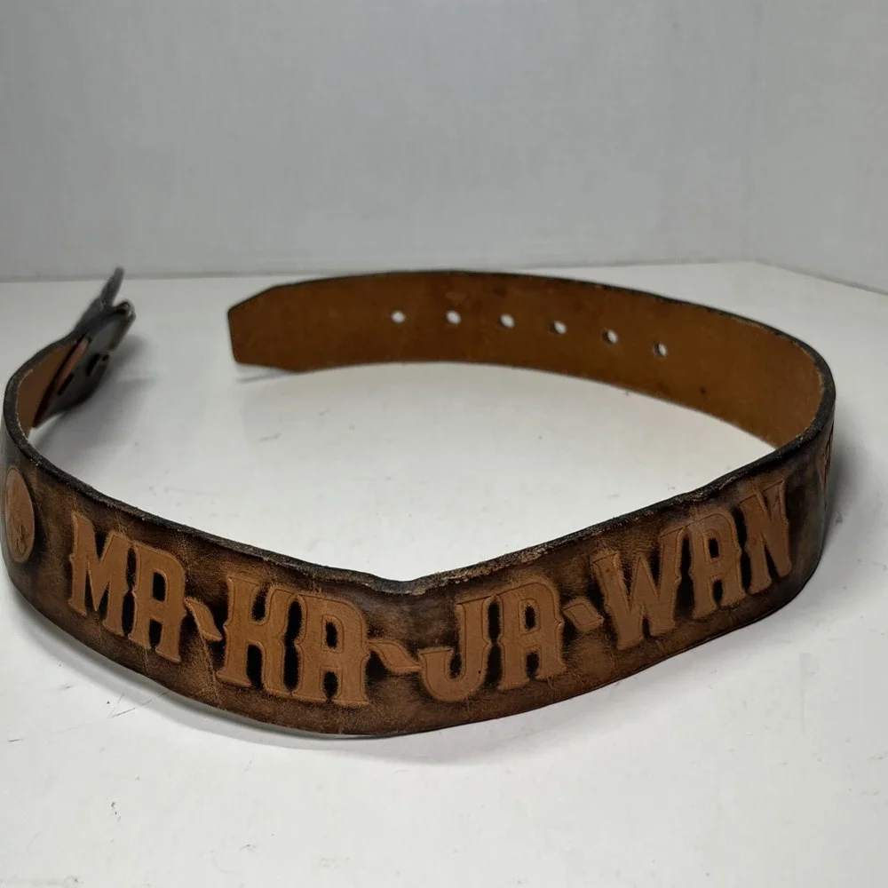 Ma-Ka-Ja-Wan Scout Reservation Camp Belt With Buckle Vintage Lewis Leather
